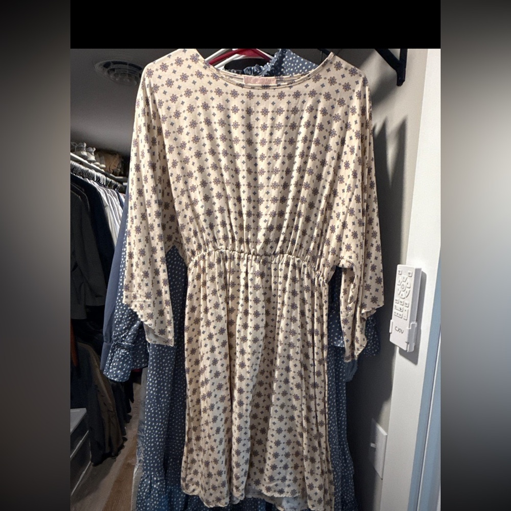 Cream and Purple Floral Dress